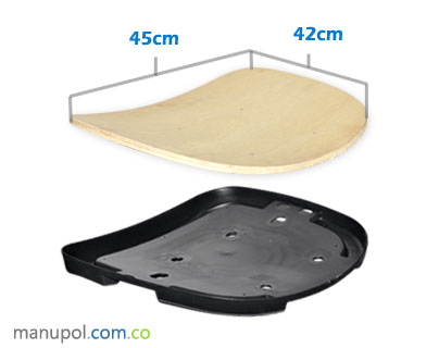 Asiento con Modulo de madera Interno y Plastico Externo