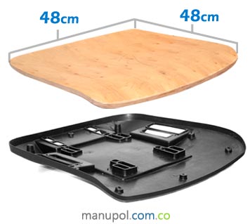 Asiento con Modulo de madera Interno y Plastico Externo