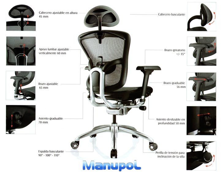 Infografia Silla Gerencial de Oficina Version Lujo