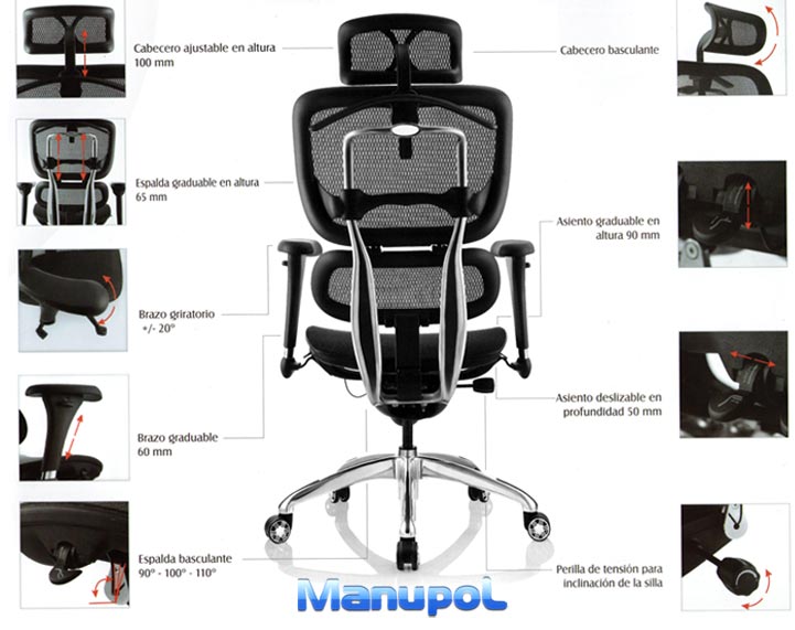Infografia Silla Gerencial de Oficina Version Eco